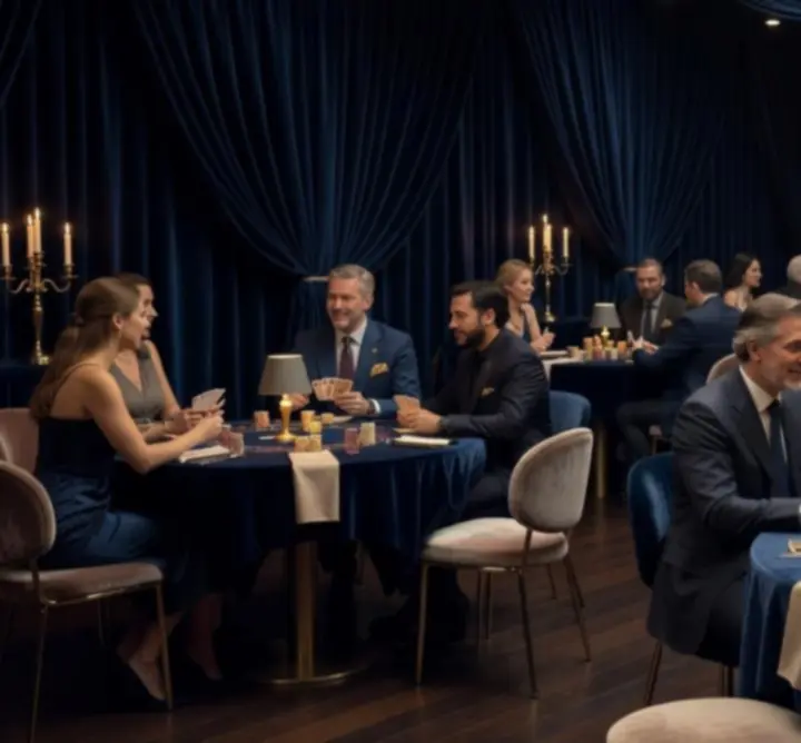 Elegáns, hangulatos kaszinó-inspirált esti rendezvény enteriőr